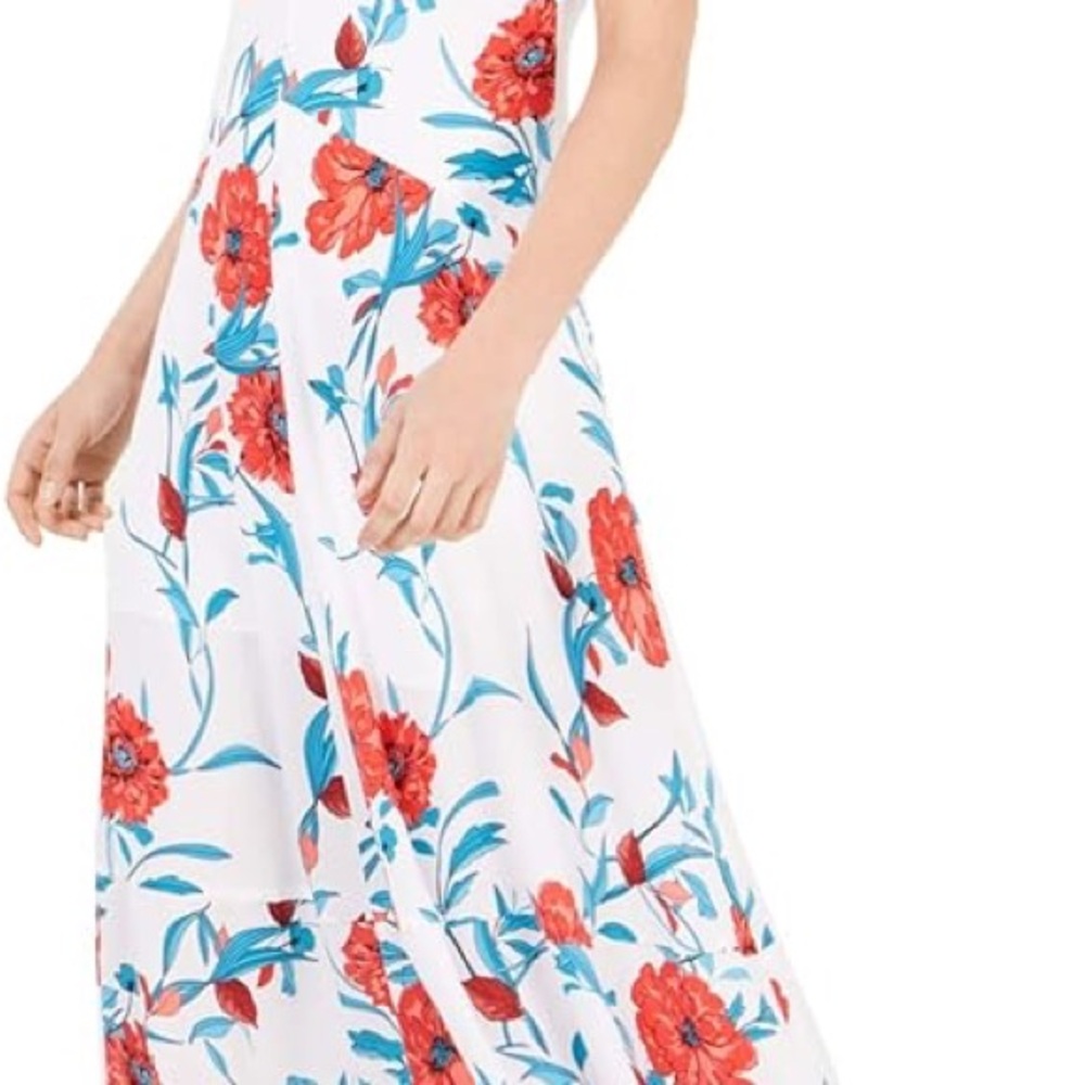Bar III Red and White Floral Maxi Dress